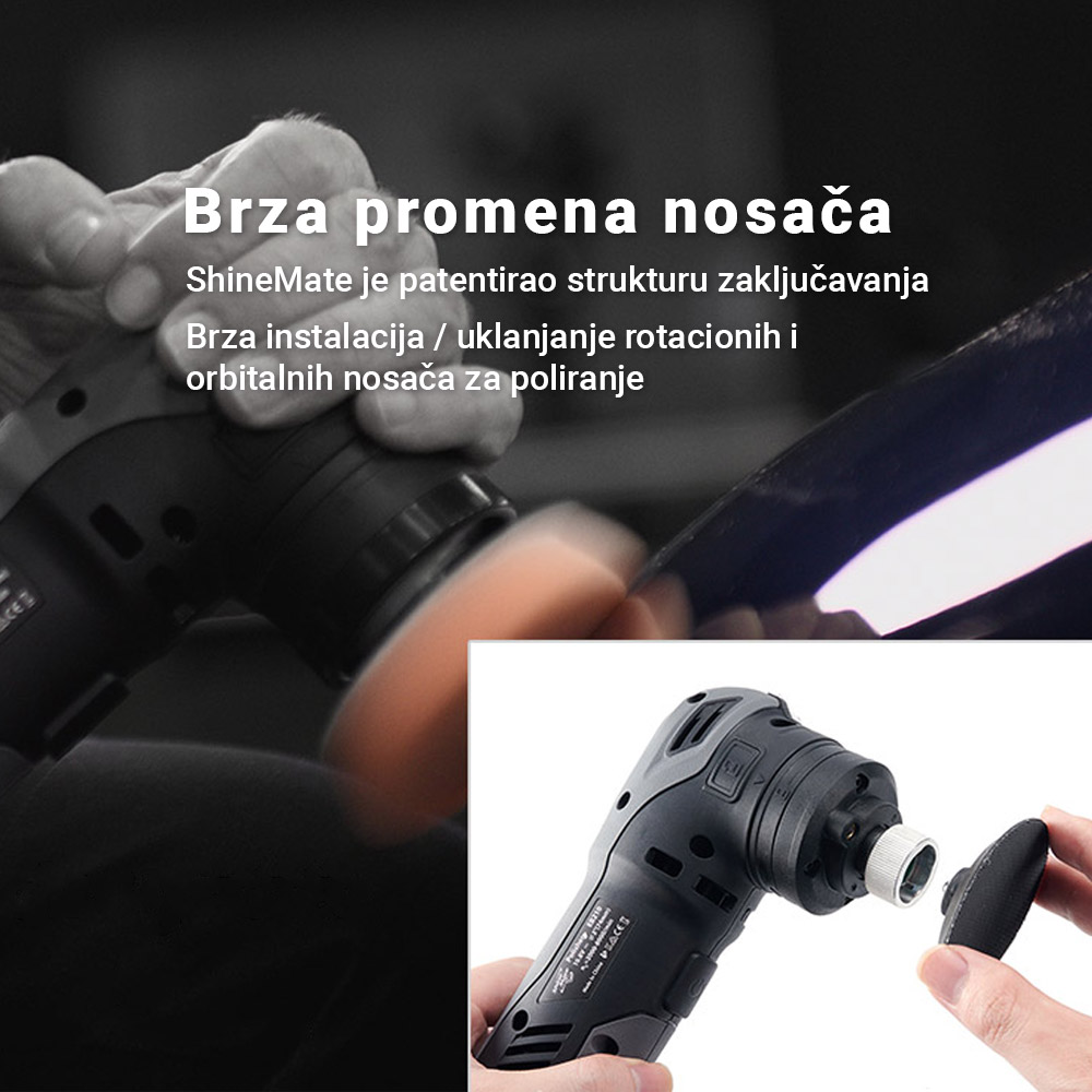 SHINEMATE EB210 MINI MULTIFUNKCIONALNA AKU POLIRKA SET - Slika 4